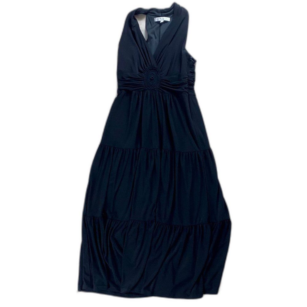 Evan-Picone Black Tiered Sleeveless Dress